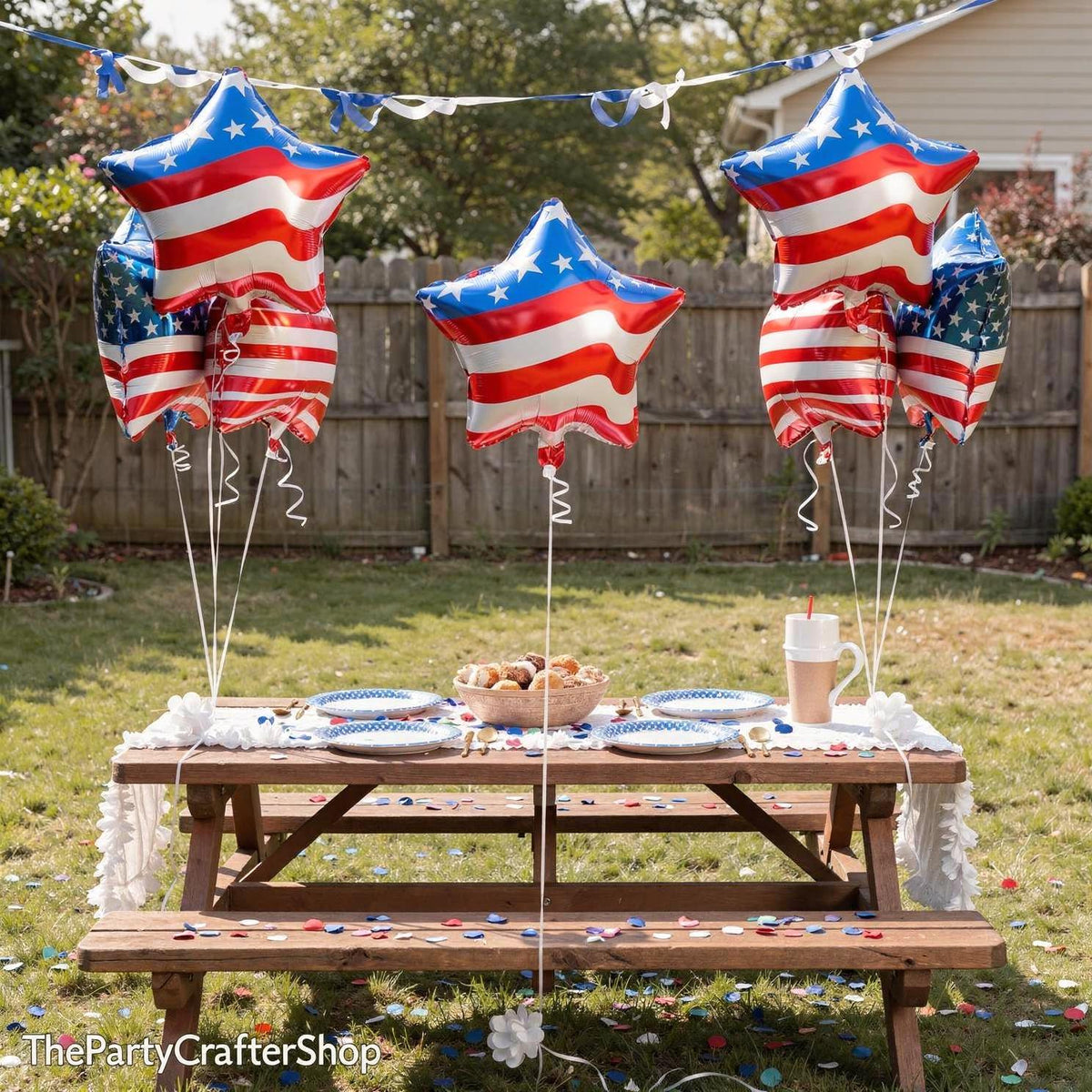 Patriotic Balloons: American Flag Stars, Red White Blue 4th of July Decor