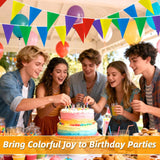 98FT Colorful Pennant Banner Flags Double Sided Triangle Bunting Party Decorations