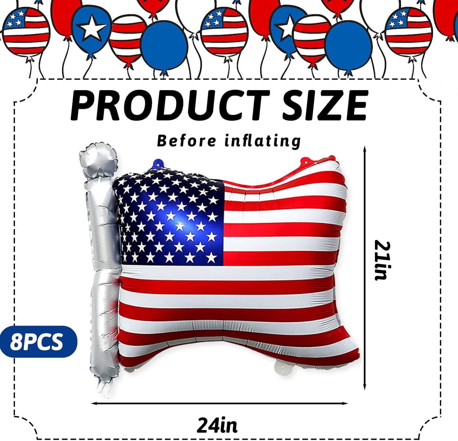 8PCS American Flag Balloons Patriotic USA Balloons 4th of July Independence Day Decorations