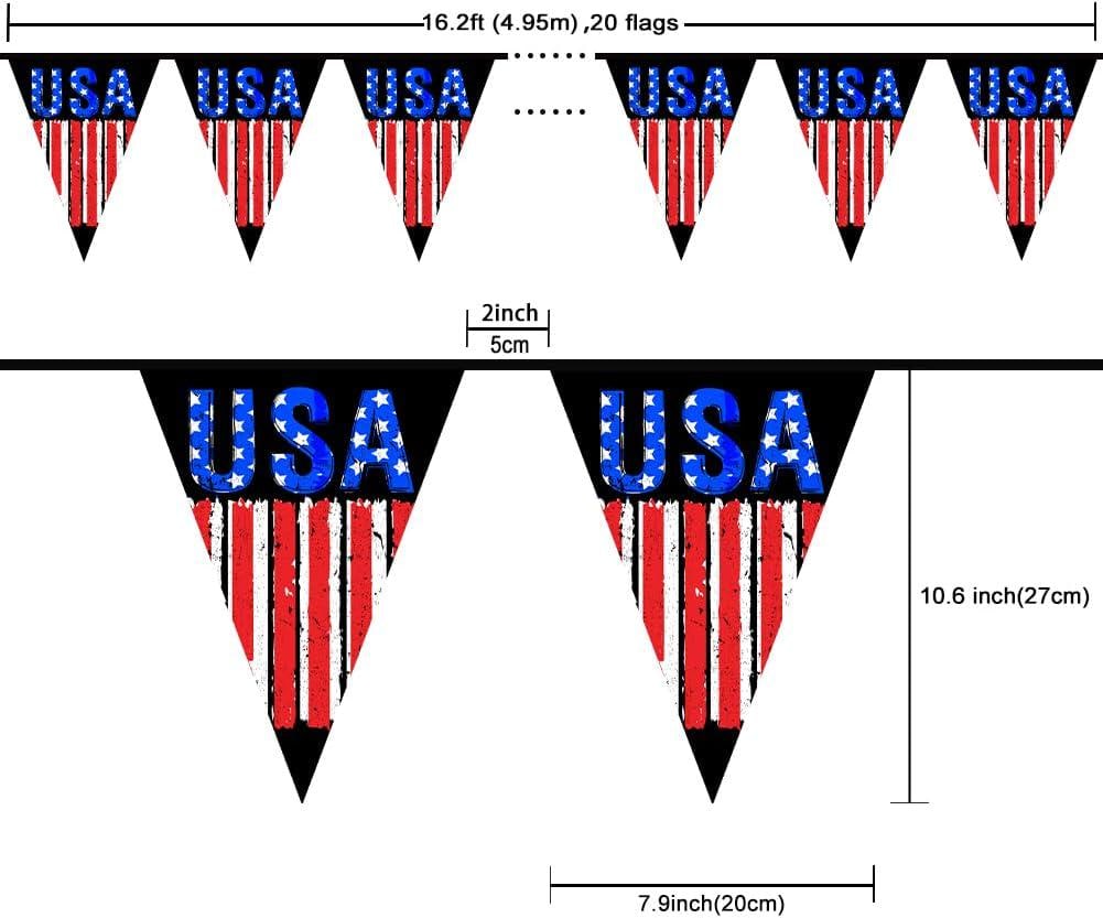 Happy 4th of July American Flag Banner Patriotic Independence Day Party Decorations