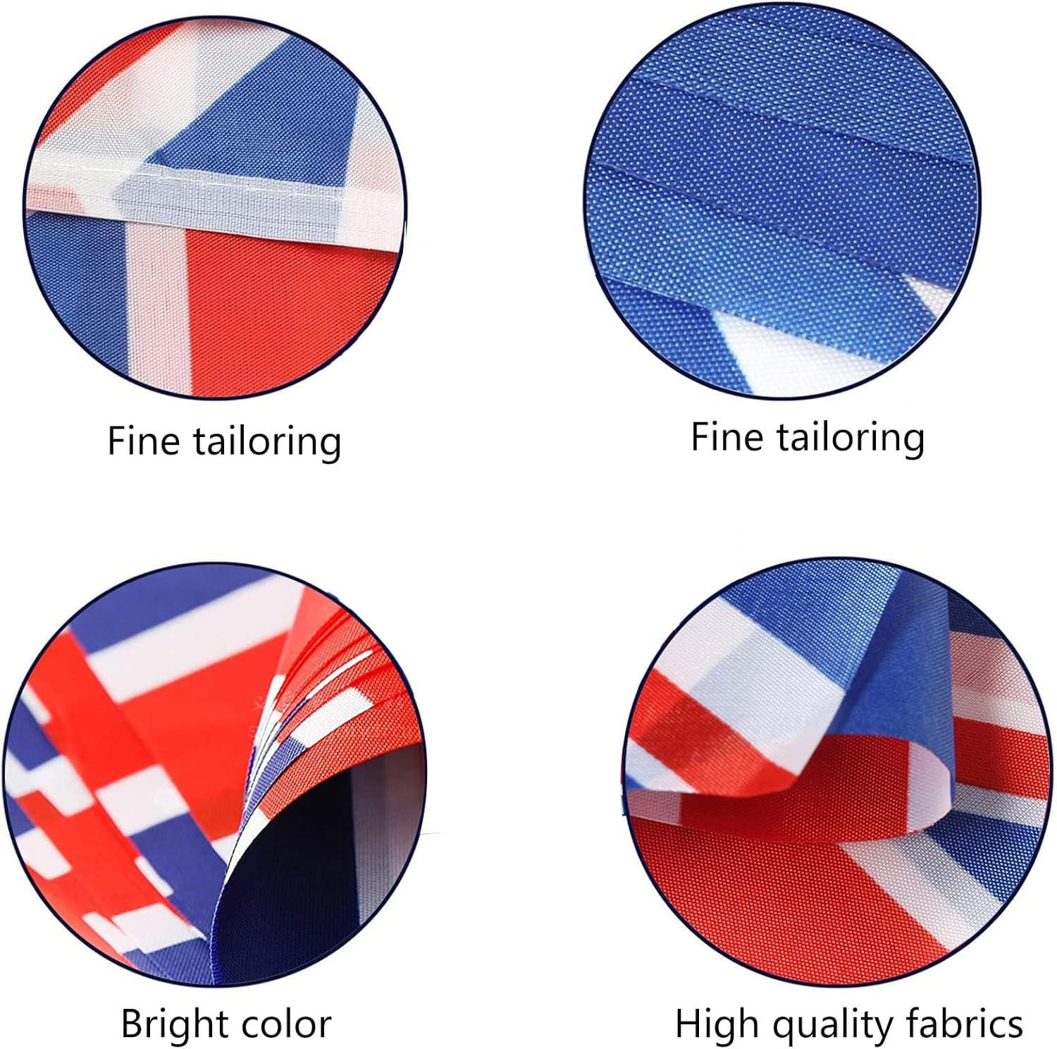 60PCS Union Jack Pennant Banner Flags Double Sided UK Bunting for Soccer Parties & Events