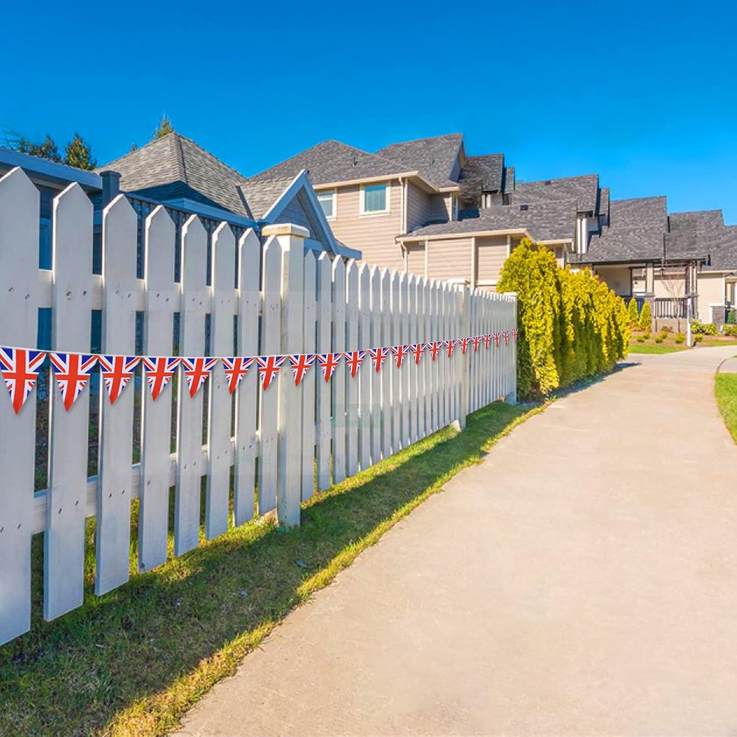 60PCS Union Jack Pennant Banner Flags Double Sided UK Bunting for Soccer Parties & Events