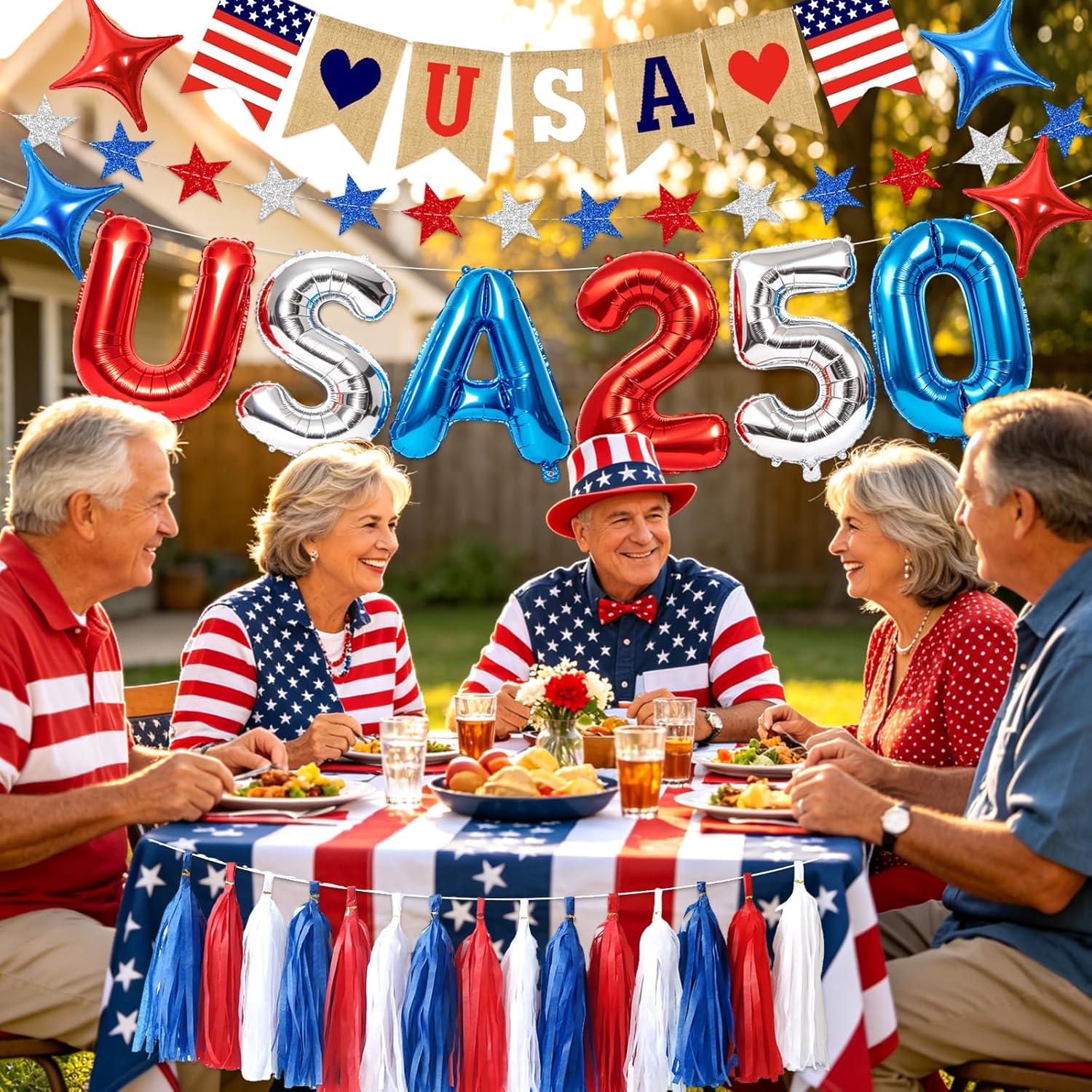 Patriotic Star Banner Garland Red White Blue 4th of July Party Decorations