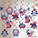 24PCS Patriotic Hanging Swirl Decorations USA Independence Day Ceiling Streamers Party Decor