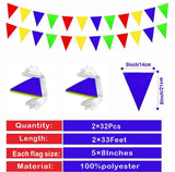 2 Pack Colorful Pennant Banner Flags 66FT Triangle Bunting Garland Party Decorations