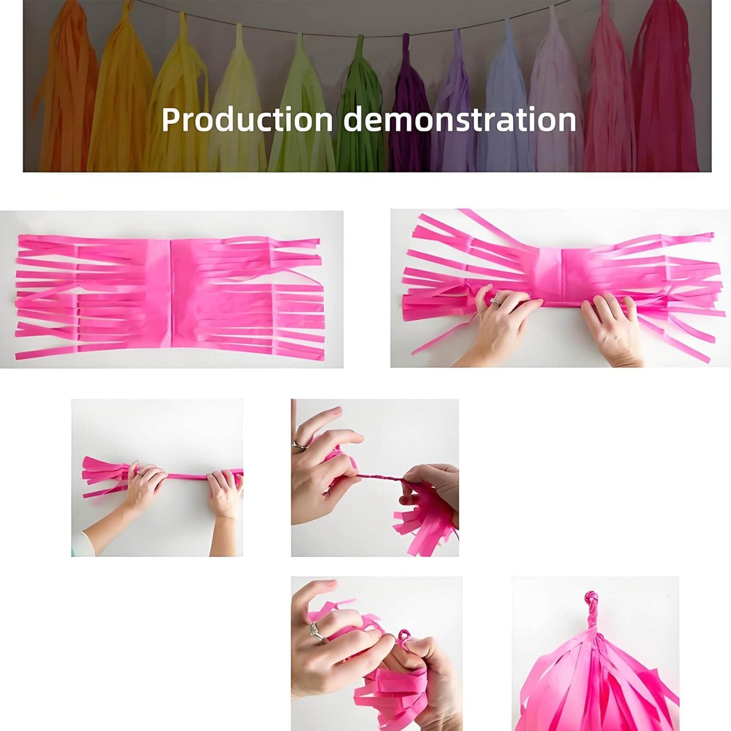 30PCS Red White Blue Tissue Paper Tassel Garland Patriotic Party Streamer Decorations