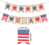 USA Burlap Banner Red Blue Stars Garland American Flag Bunting 4th of July Decorations