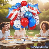 Red White Blue Balloon Kit: American Flag, Confetti, Stars – 4th July Decorations