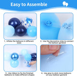 140PCS Blue Balloon Arch Kit Metallic Confetti Star Latex Party Decorations Father’s Day Graduation
