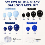 Navy Royal Light Blue Black Balloon Arch Kit for Father’s Day Party Decorations