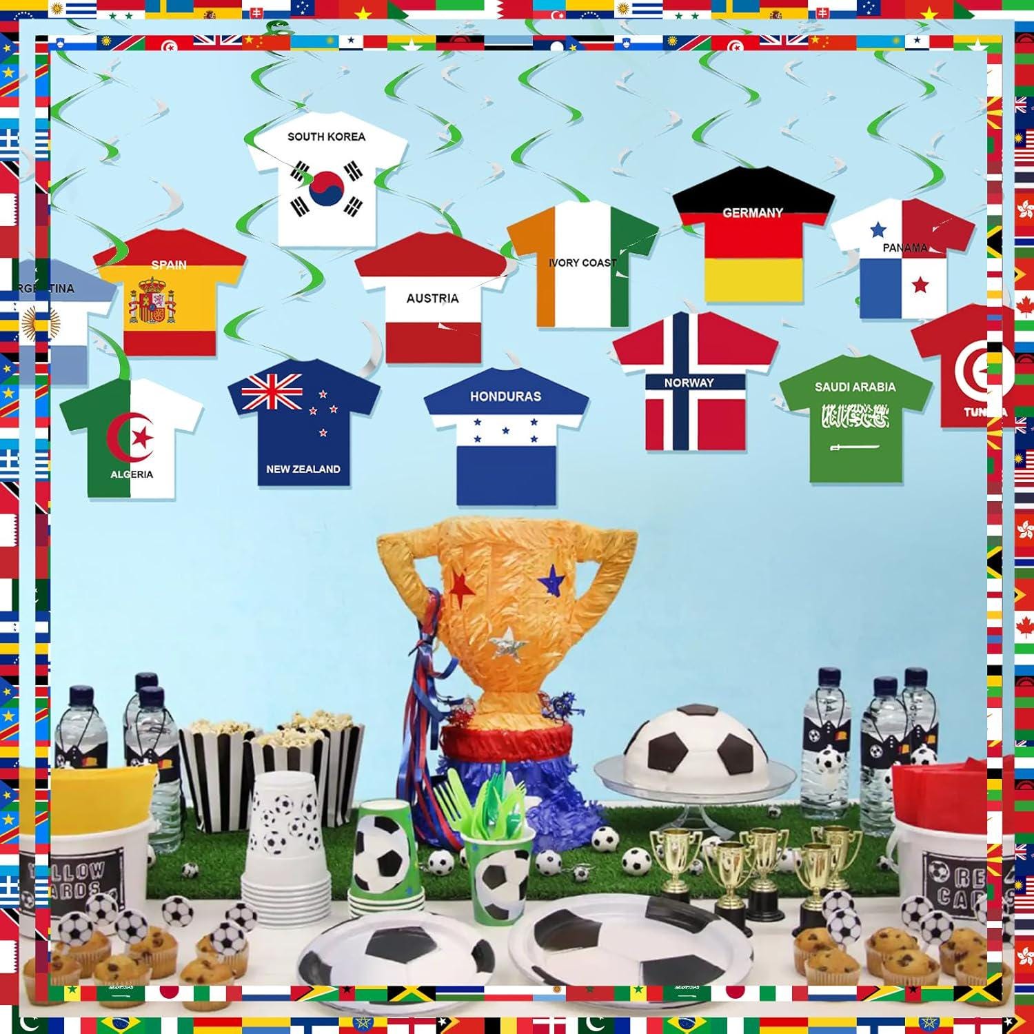 50PCS International Flag Hanging Swirl Decorations World Flags Sports & Soccer Party Decor