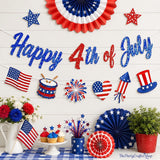 3PCS Happy 4th of July Banner Garland Red White Blue Patriotic Party Decorations