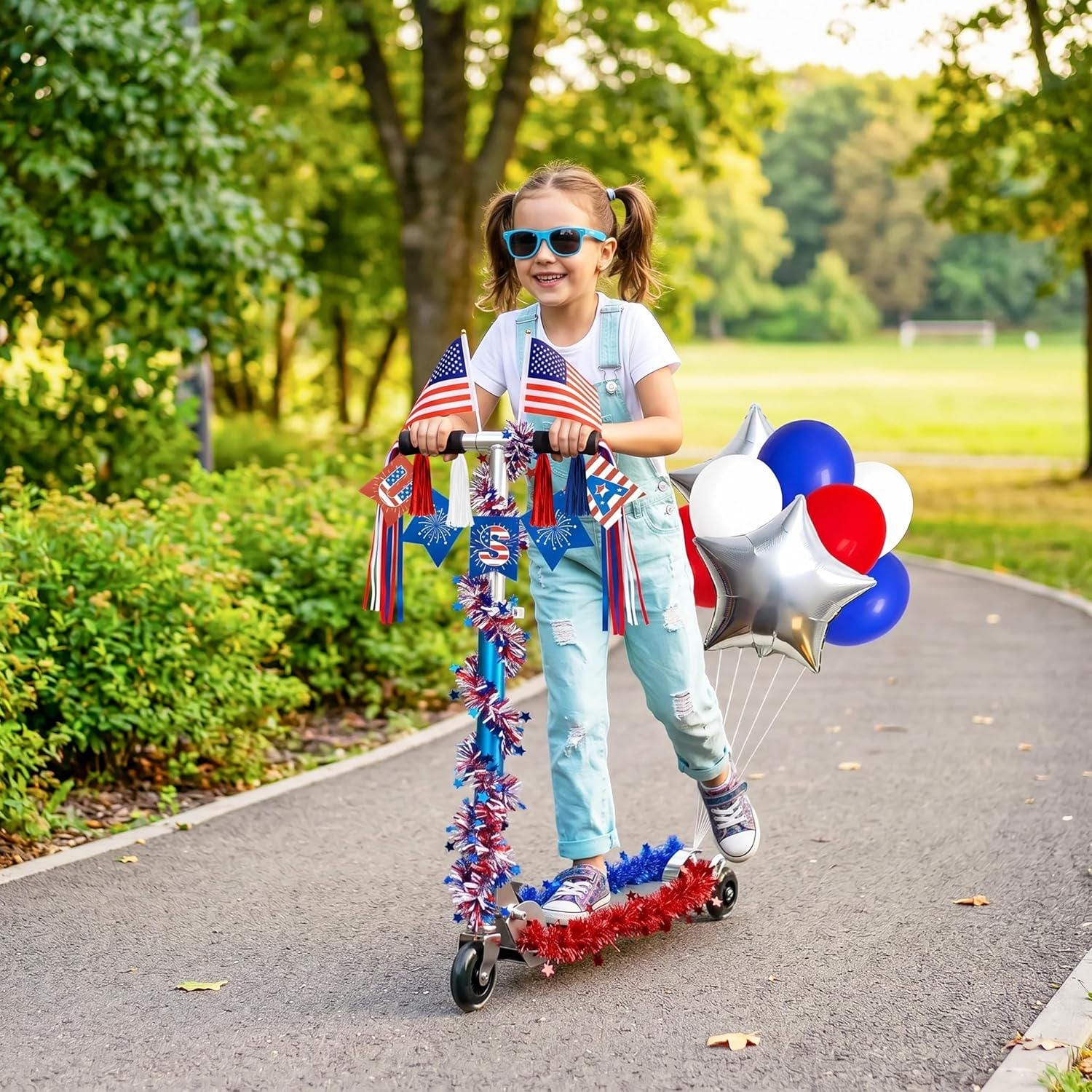 21PCS 4th of July Decoration Kit Tinsel Garlands Balloons & USA Flags