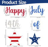 2PCS Happy 4th of July Glitter Star Banner Red Blue Silver Patriotic Garland Decorations