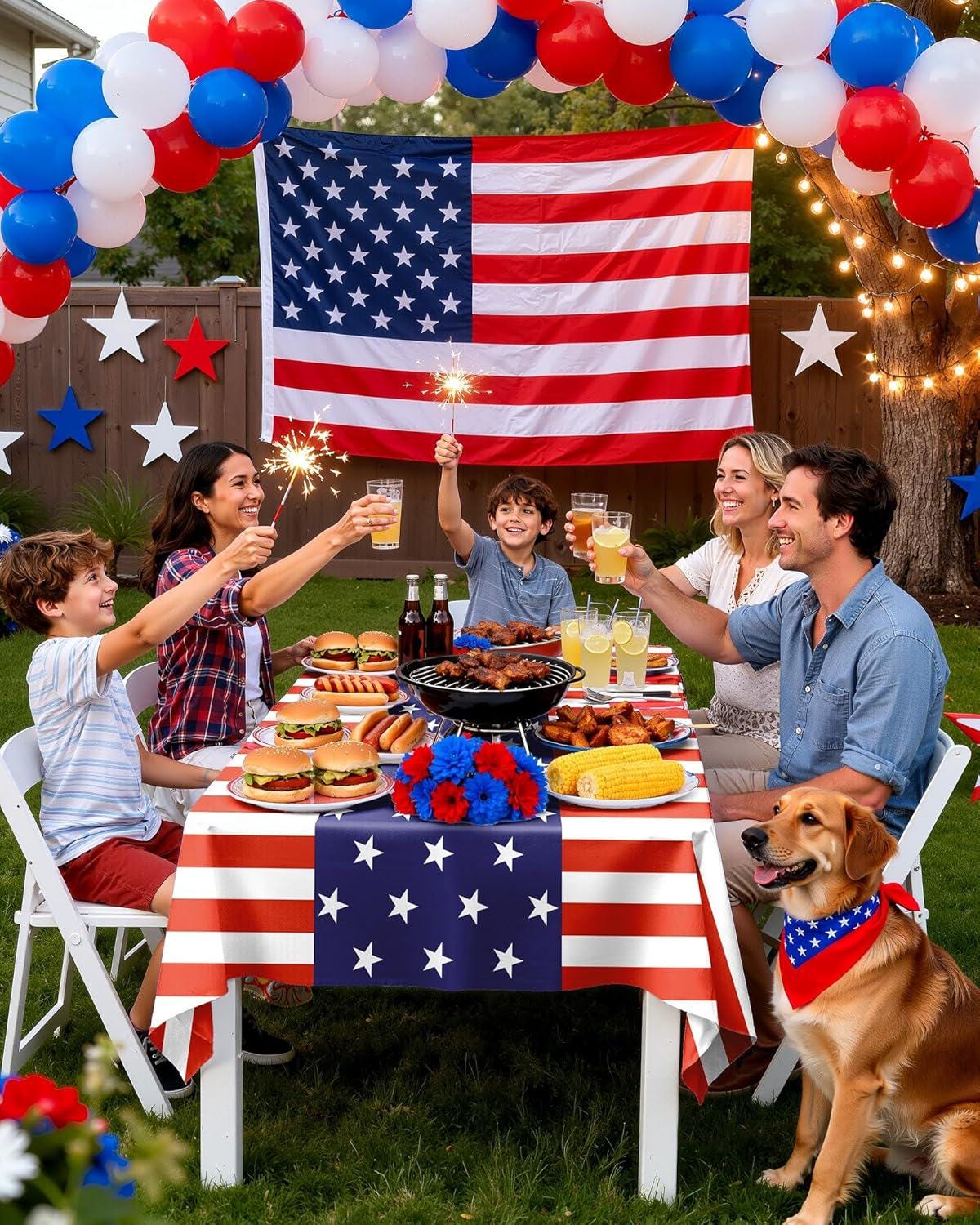 8 Pack America 250th Anniversary Patriotic Tablecloths American Flag Party Table Covers