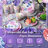 400PCS Hydrangea Floral Party Dinnerware Set Plates & Napkins Bridal Shower Baby Shower Supplies