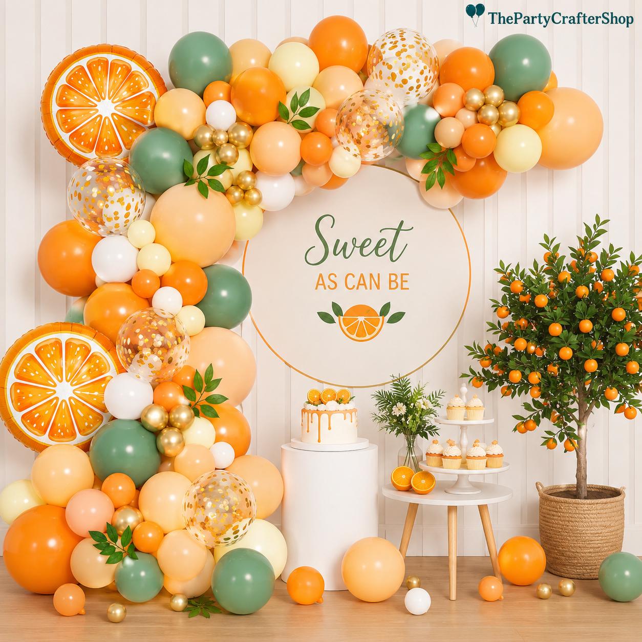 Sage Green Orange Yellow Balloon Garland Arch Kit for Baby Shower Party Decor