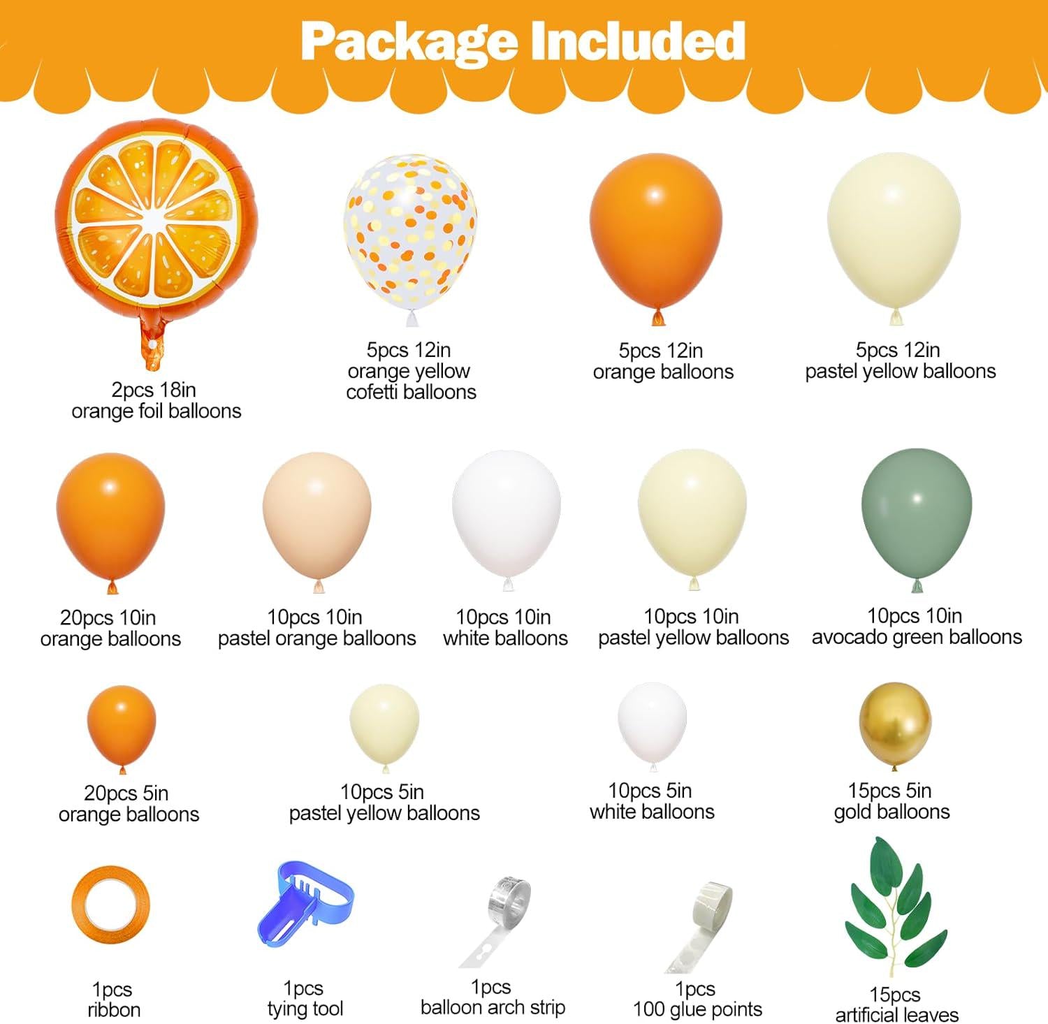 Sage Green Orange Yellow Balloon Garland Arch Kit for Baby Shower Party Decor