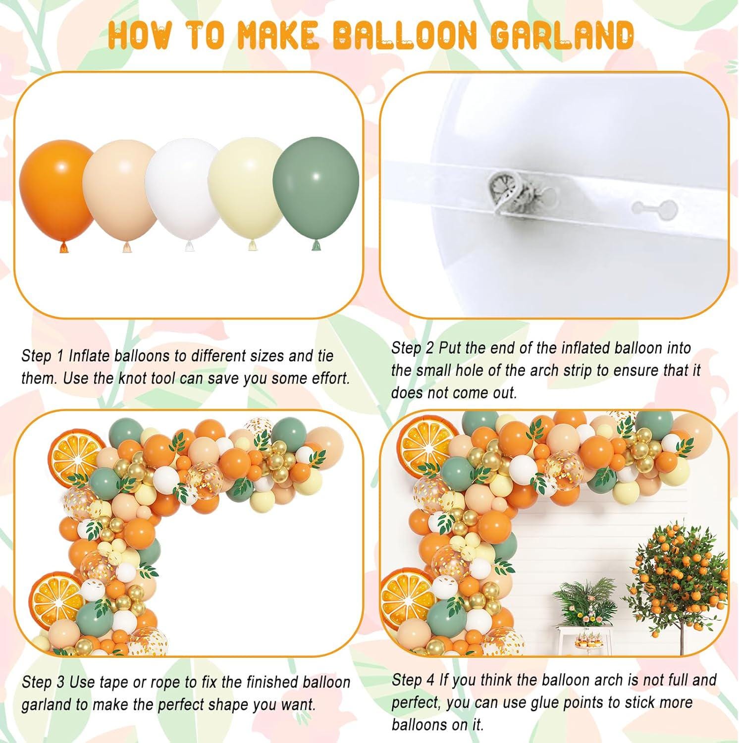 Sage Green Orange Yellow Balloon Garland Arch Kit for Baby Shower Party Decor