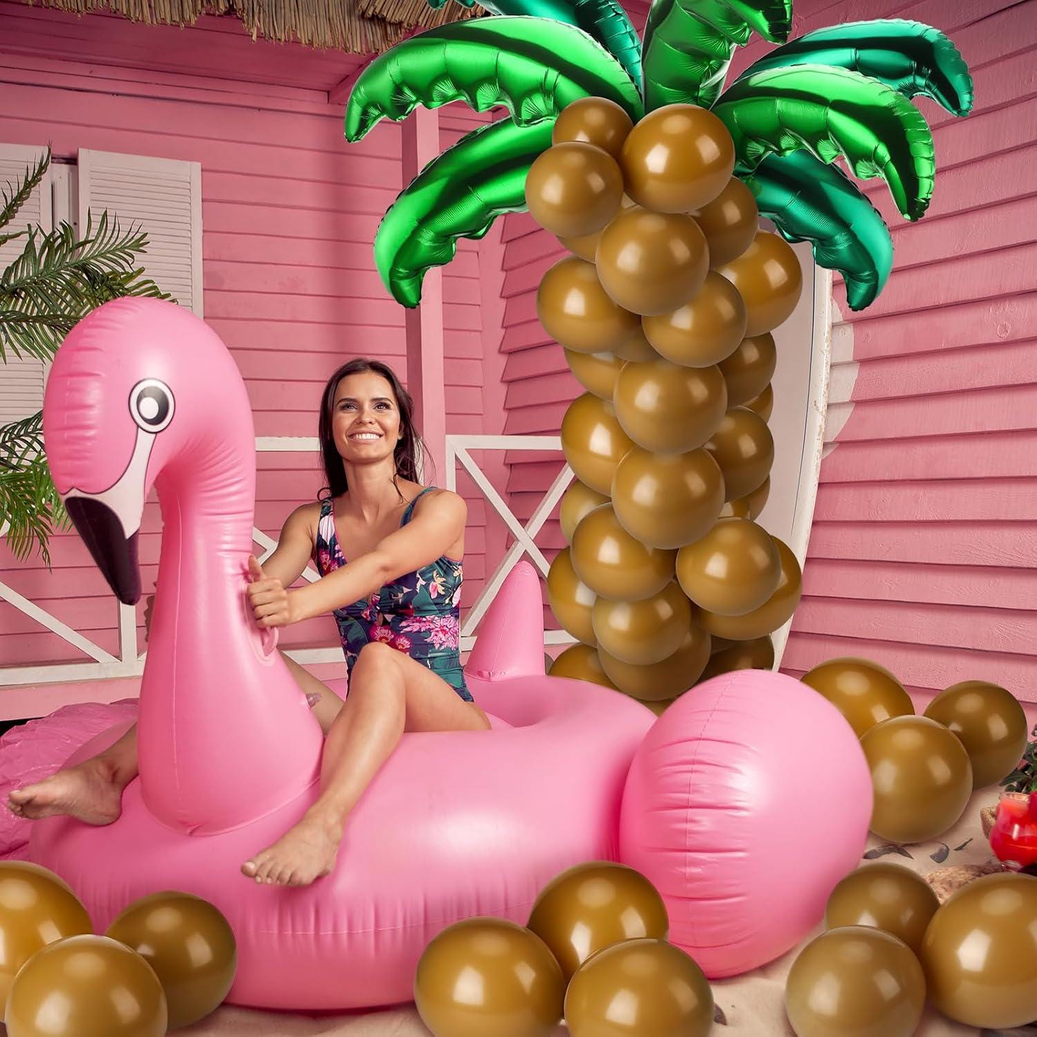 100PCS Tropical Palm Tree Balloon Set Coconut Leaves Luau Party Decorations Birthday Baby Shower