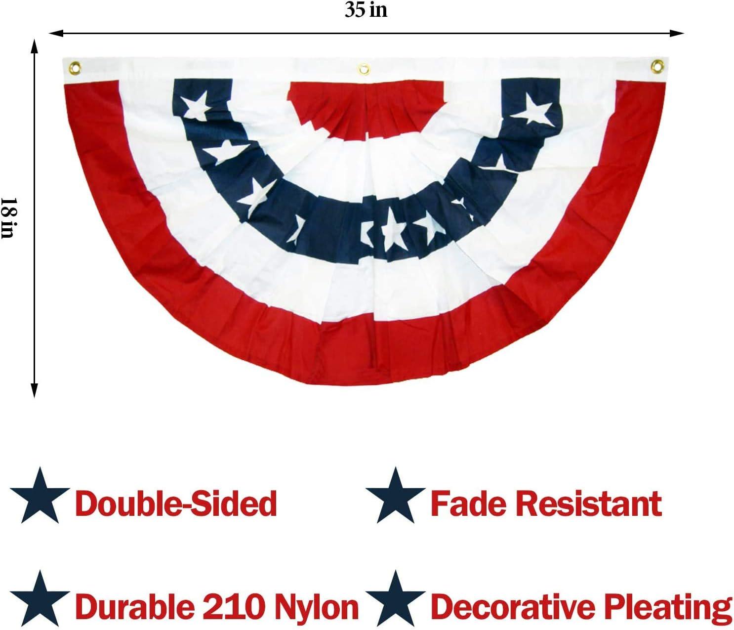 American Flag Bunting Patriotic Pleated Fan Flag USA Outdoor Presidents Day Set 10