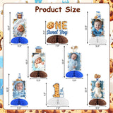 Milk & Cookies 1st Birthday Decorations 8PCS One Sweet Boy Honeycomb Centerpieces Table Decor