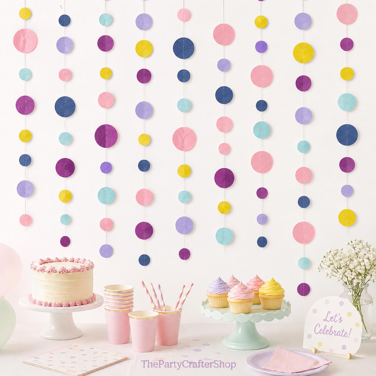 Felt Garland Banner: Polka Dot Party Decorations for Baby Shower, Nursery