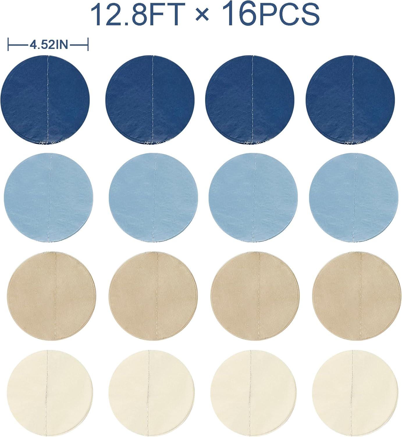 Dusty Blue Navy Beige Circle Garland: Tissue Paper Party Decorations for Weddings, Showers