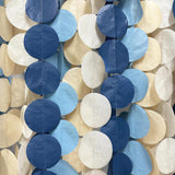 Dusty Blue Navy Beige Circle Garland: Tissue Paper Party Decorations for Weddings, Showers