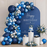 Blue Balloon Arch Kit 155 Pcs Navy Light Metallic Blue White Garland Party Decorations