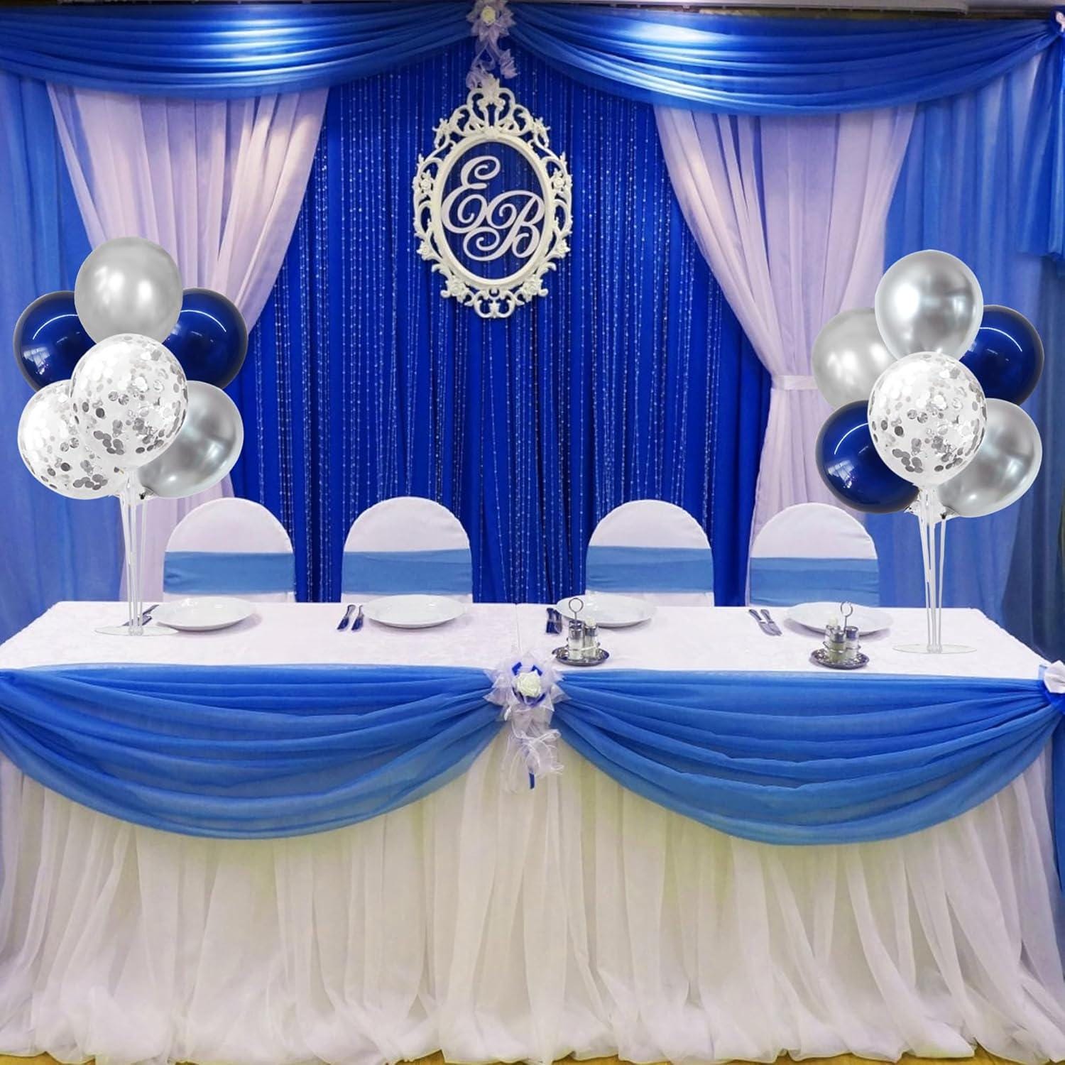 4 Set Navy Blue Silver Balloon Centerpieces Graduation 2026 Retirement Birthday Party Decor
