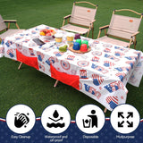 3 Pack Patriotic USA Flag Tablecloths with Storage Pockets Disposable Party Covers
