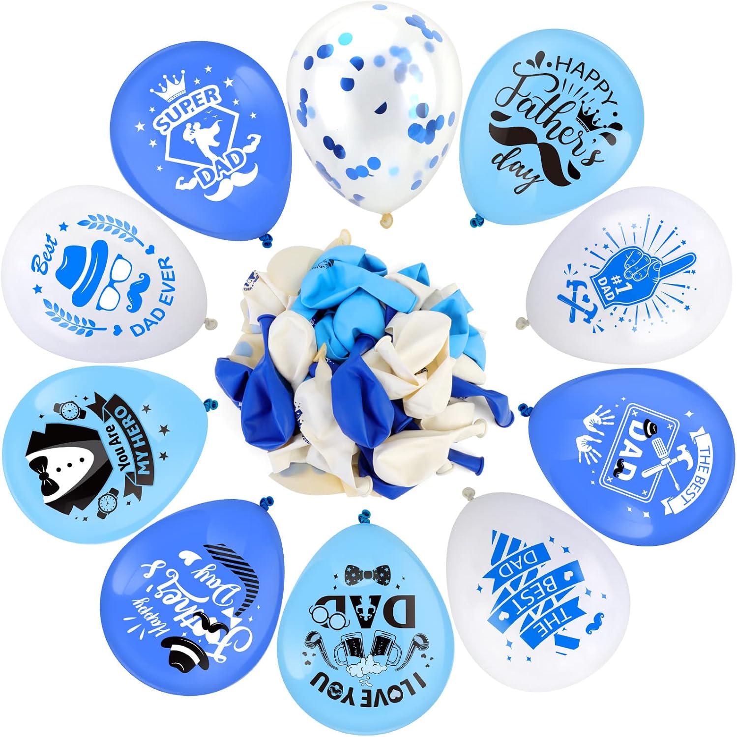 Happy Father's Day Blue Latex Balloons – Dad Party Decorations