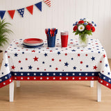 3 Pack Patriotic Stars Tablecloths 54x108 Inch Disposable USA Party Table Covers