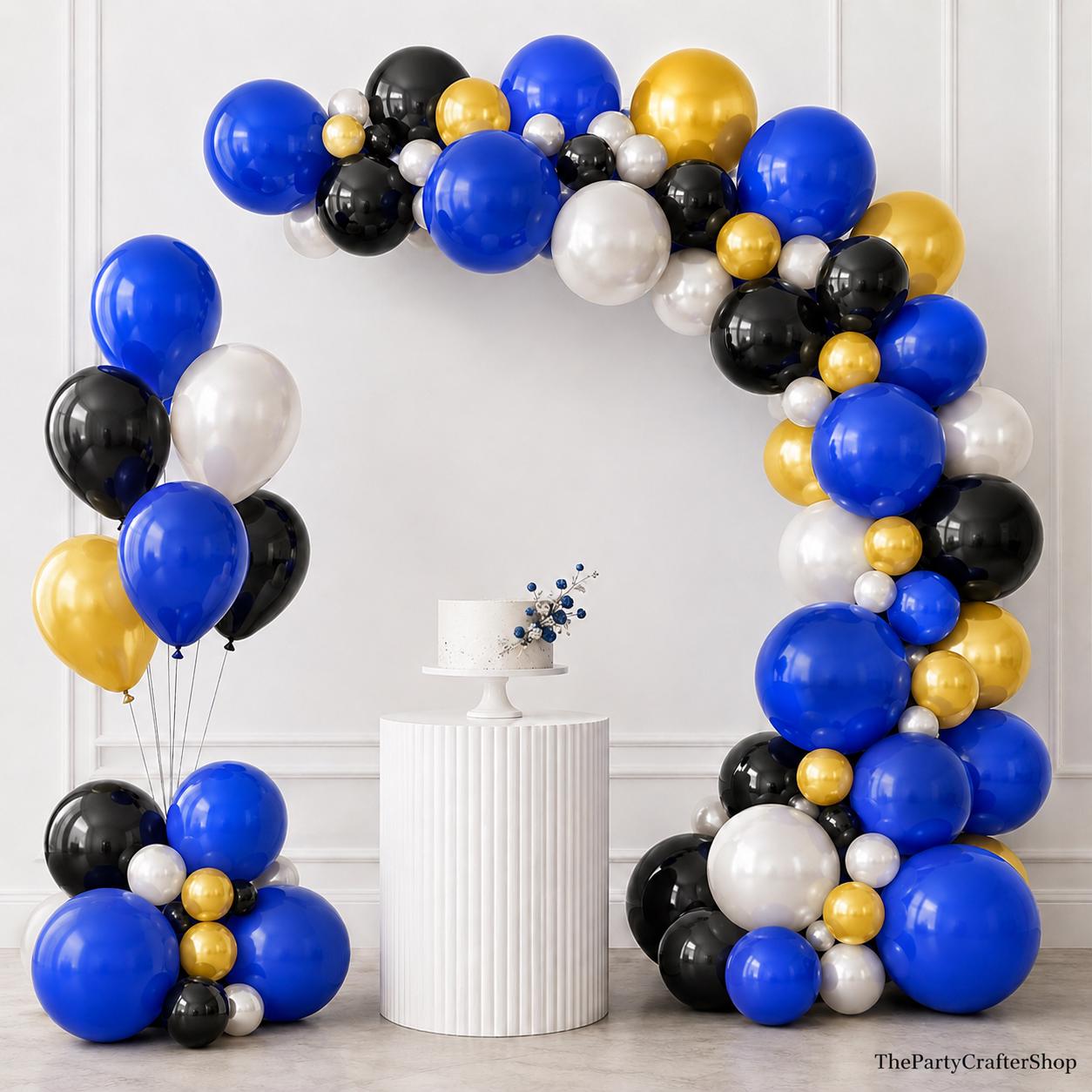 Blue Black Silver Balloon Garland Arch Kit 135 Pcs Royal Blue Graduation Party Decor