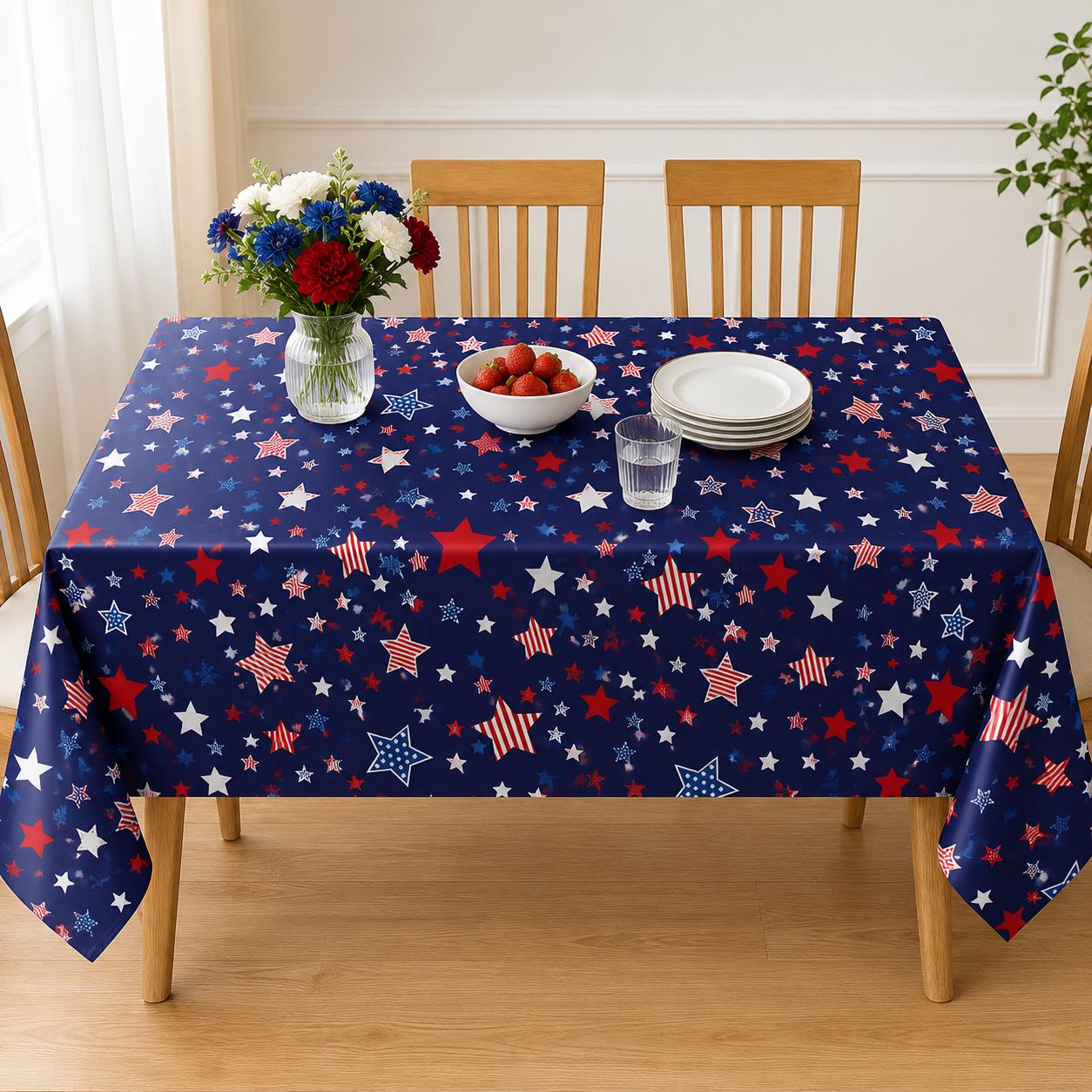 2 Pack Navy Blue Patriotic Tablecloths 54x108 Inch Disposable 4th of July Party Covers