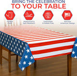 3 Pack American Flag Tablecloths 54x108 Inch Disposable Patriotic Party Table Covers