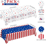 2 Pack Patriotic Tablecloths 54x108 Inch Disposable 4th of July Party Table Covers
