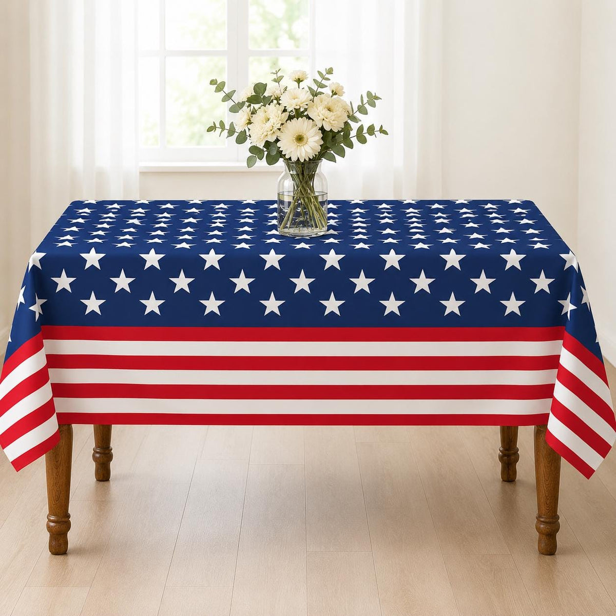 60x84 Inch Patriotic American Flag Tablecloth 4th of July Party Table Cover