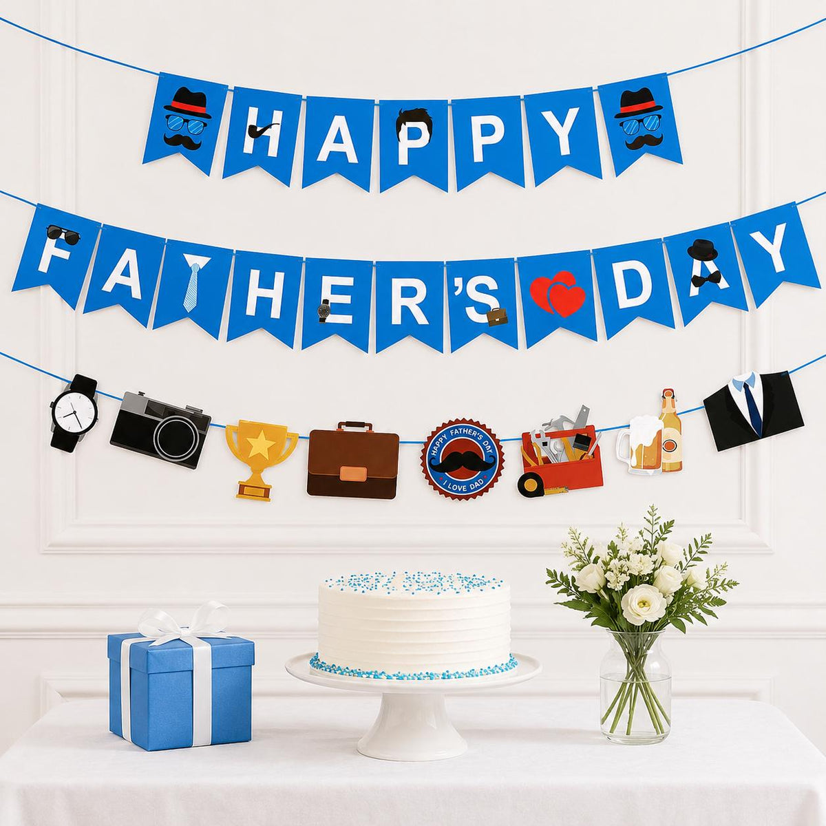 Happy Father's Day Banner Decoration Cardstock Party Supplies for Dad Grandpa Husband