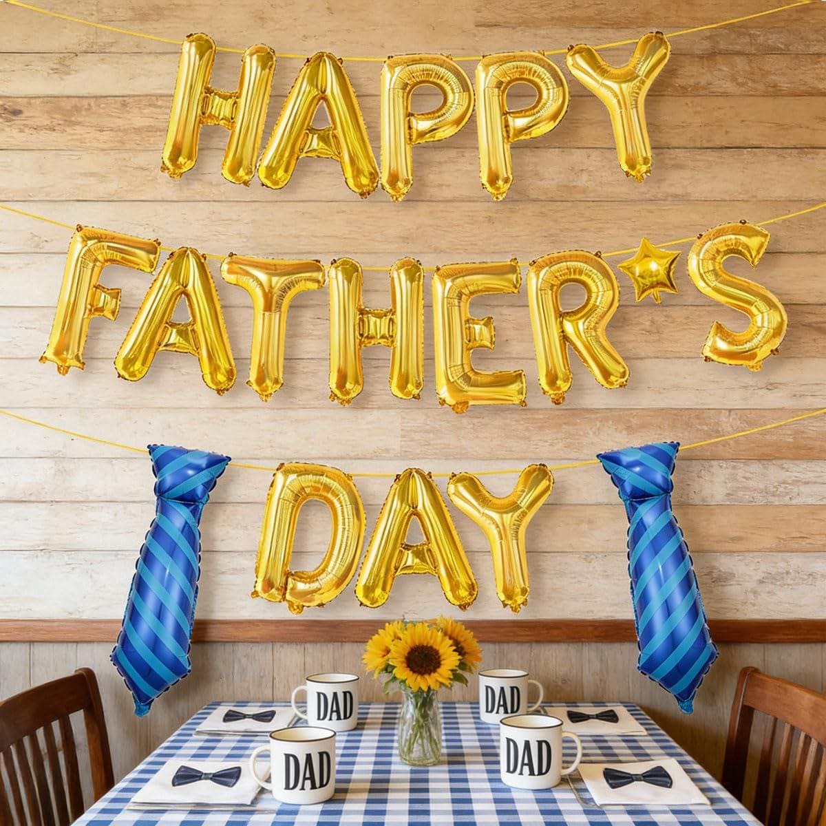 16 Inch Gold Happy Father's Day Balloon Banner Party Decorations for Dad