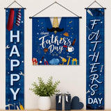 3PCS Happy Father's Day Porch Banner Set Blue Door Hanging Decorations for Dad