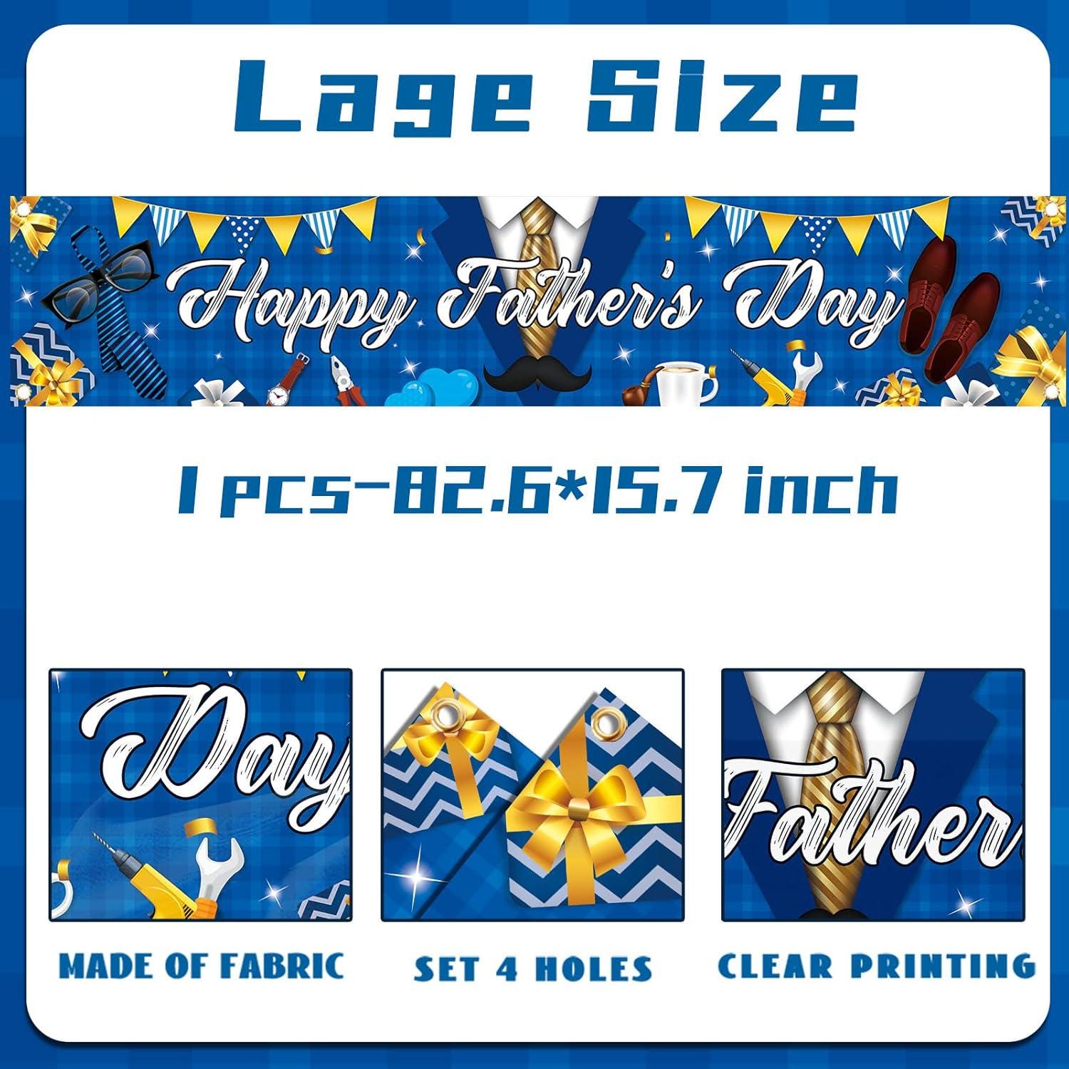Happy Father's Day Blue Necktie Banner Large Yard Sign Party Decorations for Dad
