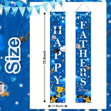 Happy Father's Day Porch Banner Set Blue Door Hanging Decorations for Dad Party