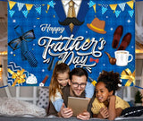 Happy Father's Day Backdrop Blue Shirt Banner Large Photo Booth Decoration for Dad