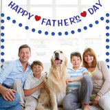 Happy Father's Day Blue Glitter Banner Preassembled Flag Bunting Garland Photo Backdrop Decor