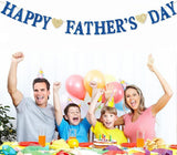 Glitter Blue Happy Father's Day Banner Garland Decorations for Dad Papa Party Supplies
