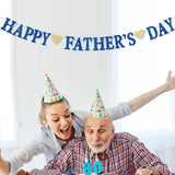 Glitter Blue Happy Father's Day Banner Garland Decorations for Dad Papa Party Supplies