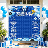 Happy Father's Day Backdrop Banner Blue Tie Photo Booth Background Party Decorations for Dad
