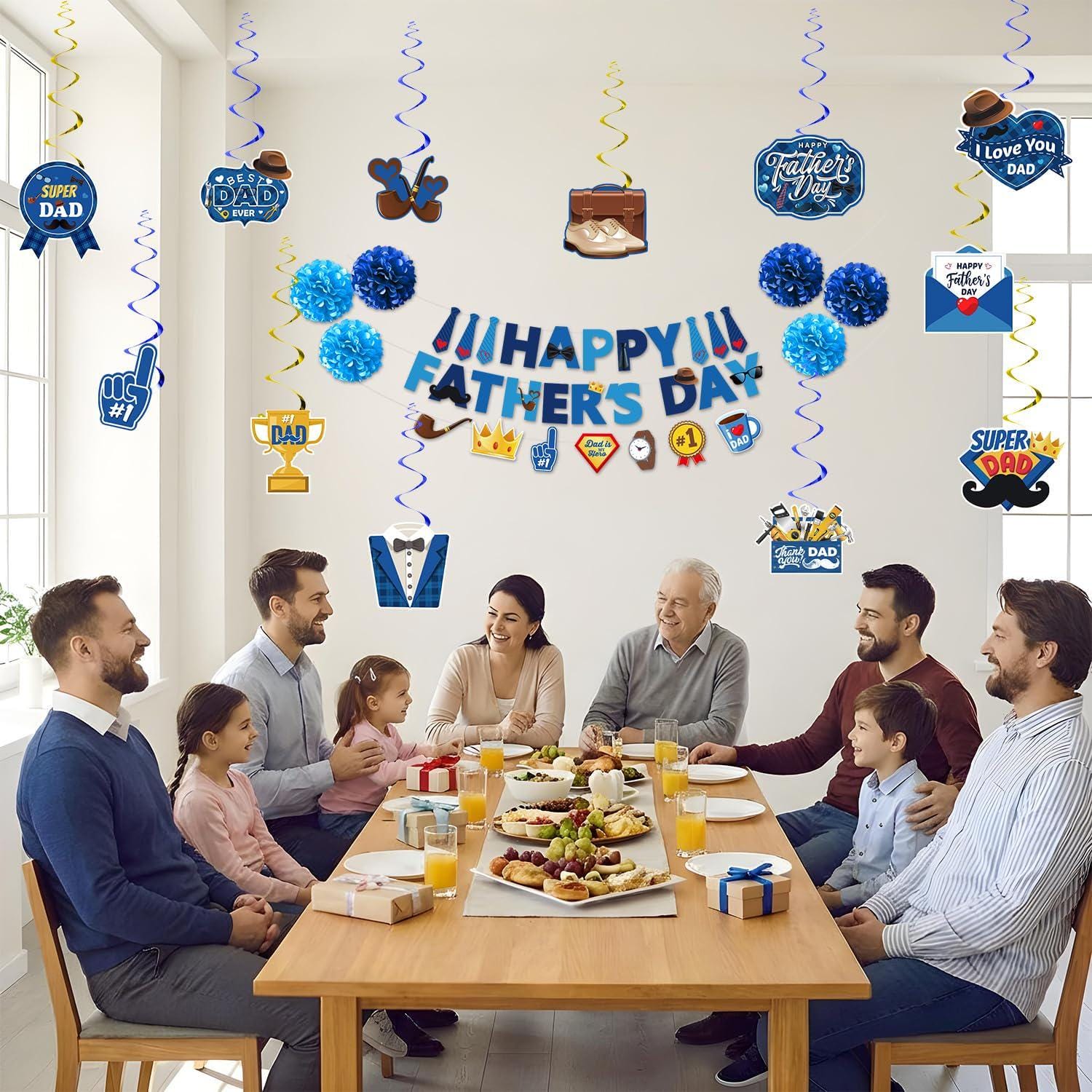 31PCS Happy Father's Day Decorations Set Banner Hanging Party Supplies for Home Celebration